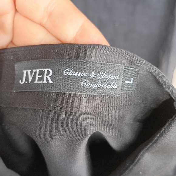 J.Ver Black Luxury Button-Down Dress Shirt‎ Men’s L Classic Elegant Long Sleeve - Picture 8 of 10
